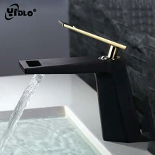 Waterfall Bathroom Solid Brass Faucet Single Handle Vessel Sinks Mixer Bathroom Basin Sink Faucet Tap Cold and Hot Water Tap black pull out brass bathroom basin sink faucet single handle hot and cold basin water crane vessel sink mixer tap al 7807