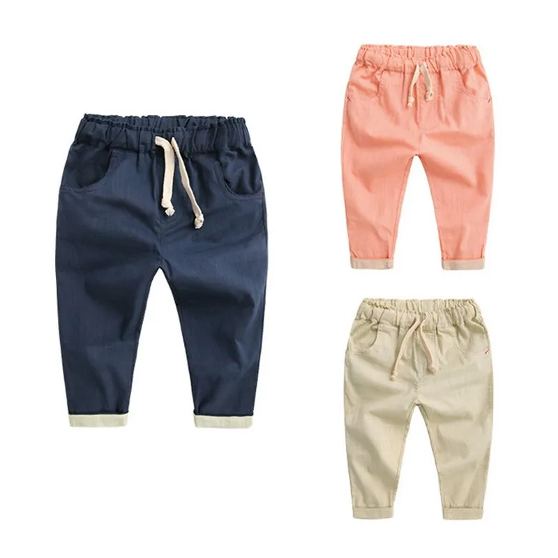 Штаны для маленьких мальчиков и девочек, новая весенняя детская одежда, хлопковые длинные брюки, узкие брюки для маленьких девочек, SHM123 SHM3