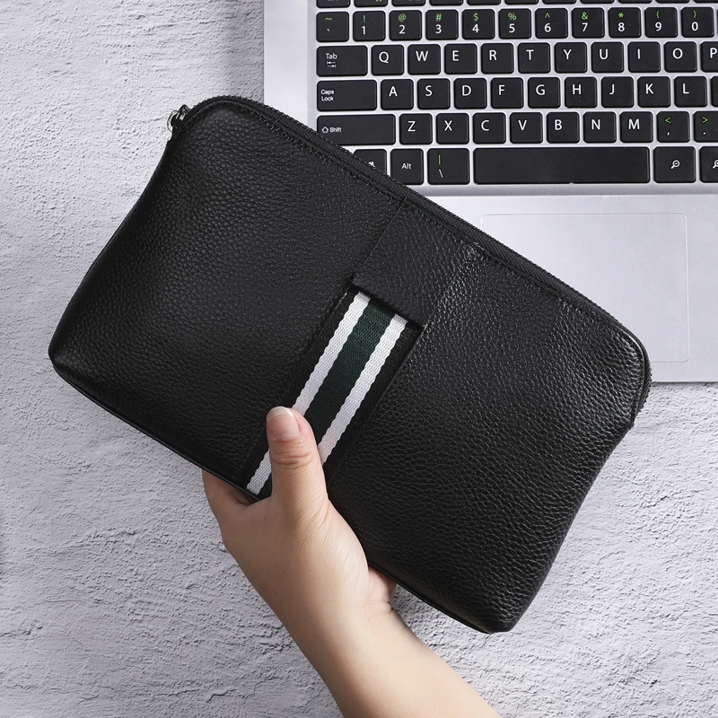 

BAQI Brand Men Wallets Clutch Bag Men Handbag Genuine Leather Cowhide High Quality 2019 Fashion Ipad Bag Men Card Holder Casual