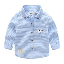 Рубашка в полоску весенне-Осенняя детская одежда для мальчиков Повседневная рубашка на пуговицах с длинными рукавами для маленьких джентльменов BC017