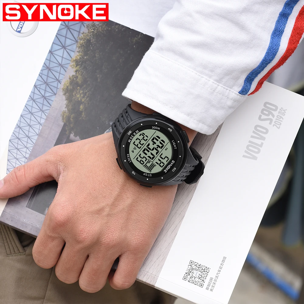 SYNOKE цифровые часы мужские модные спортивные фитнес ударные водонепроницаемые
