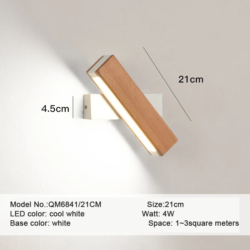 Скандинавский деревянный светодиодный настенный светильник, современное регулируемое настенное освещение для спальни рядом/гостиной, крыльца, настенные лампы для коридора
