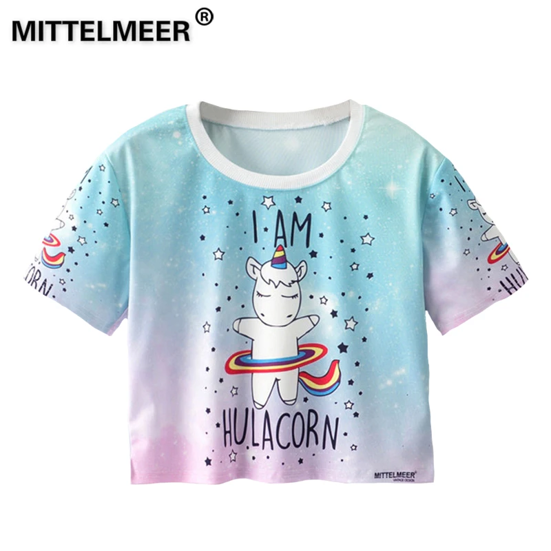 

MITTELMEER Summer kawaii t Shirt Girls Student Women Harajuku Short Sleeve Cartoon animal Snowman Unicorn T-Shirts Tee