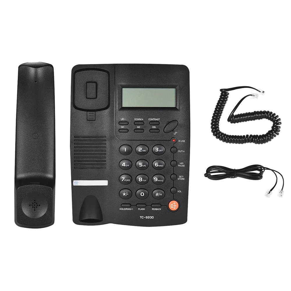 Телефон настольный телефон Телефон проводной телефон стационарный ЖК-дисплей Определитель номера громкость Регулируемый калькулятор будильник