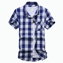 Мужская одежда летняя новая мода большой код клетчатая рубашка мужская с коротким рукавом для отдыха рубашка Тонкий Топ Модные мужские рубашки S-7XL