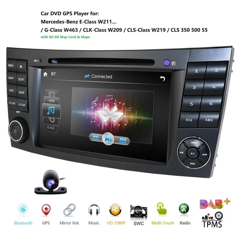 #*Cheap HD 800*480 Touch Screen Car DVD Player for mercedes w211 W209 W219 Radio Stereo GPS Car Multimedia DVD Player Head Unit TPMS DAB