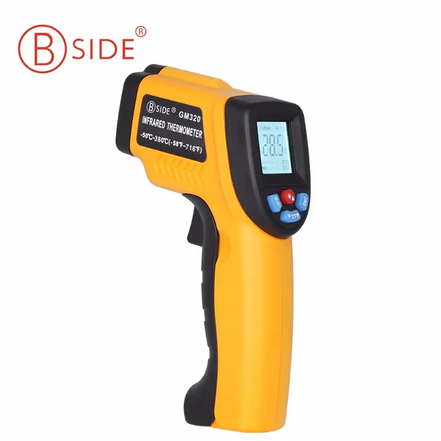 BSIDE GM320 Non-Contact Digital Laser Infrared Thermometer LCD Display with C/F Selection IR Temperature Gun for Industry Home