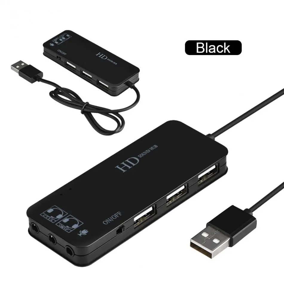 

USB 2.0 Hub TO 3-Port USB 2.0 + Headphone + Mic Ports 7.1CH Sound Adapter Multi Ports Splitter Sound Cards 2019 new