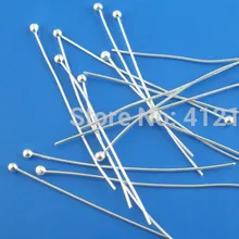 Bola cabeça pinos prata chapeado jóias de cobre diy fazendo descobertas 0.5x25mm 24 calibre 500 peças