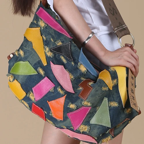 women Denim handbag denim shoulder bag female big travel bag leisurein
