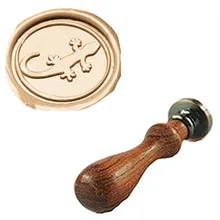 Винтаж Симпатичные Gecko индивидуальный логотип свадебные приглашения Воск уплотнительное штамп палисандр ручки комплект