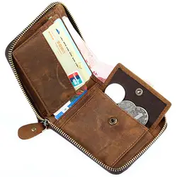 Для мужчин s кожаный кошелек 100% натуральная кожа бумажник Для мужчин Повседневное двойные Crazy Horse кожа короткие бумажник держатель для карт