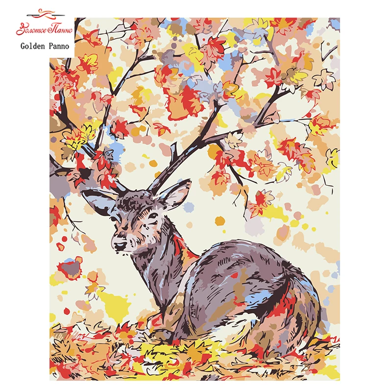 

Golden Panno,Needlework,DIY Cross stitch,Sets For Embroidery kit 14ct unprinted color elk cross-Stitching,christmas 1010
