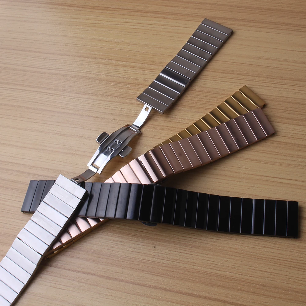 Дизайн, ремешок для часов, твердые звенья, прямой конец, ремешок для часов, браслет, 20 мм, 22 мм, 24 мм, серебристый, золотистый кулончик, черный, нержавеющая сталь