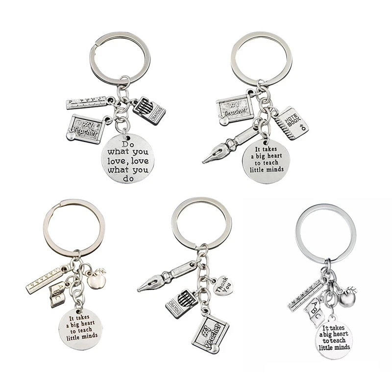 

1pc Apple Charms Words Microscope Biological Unique Keychains Biology Chemistry Teacher Gift Keyring