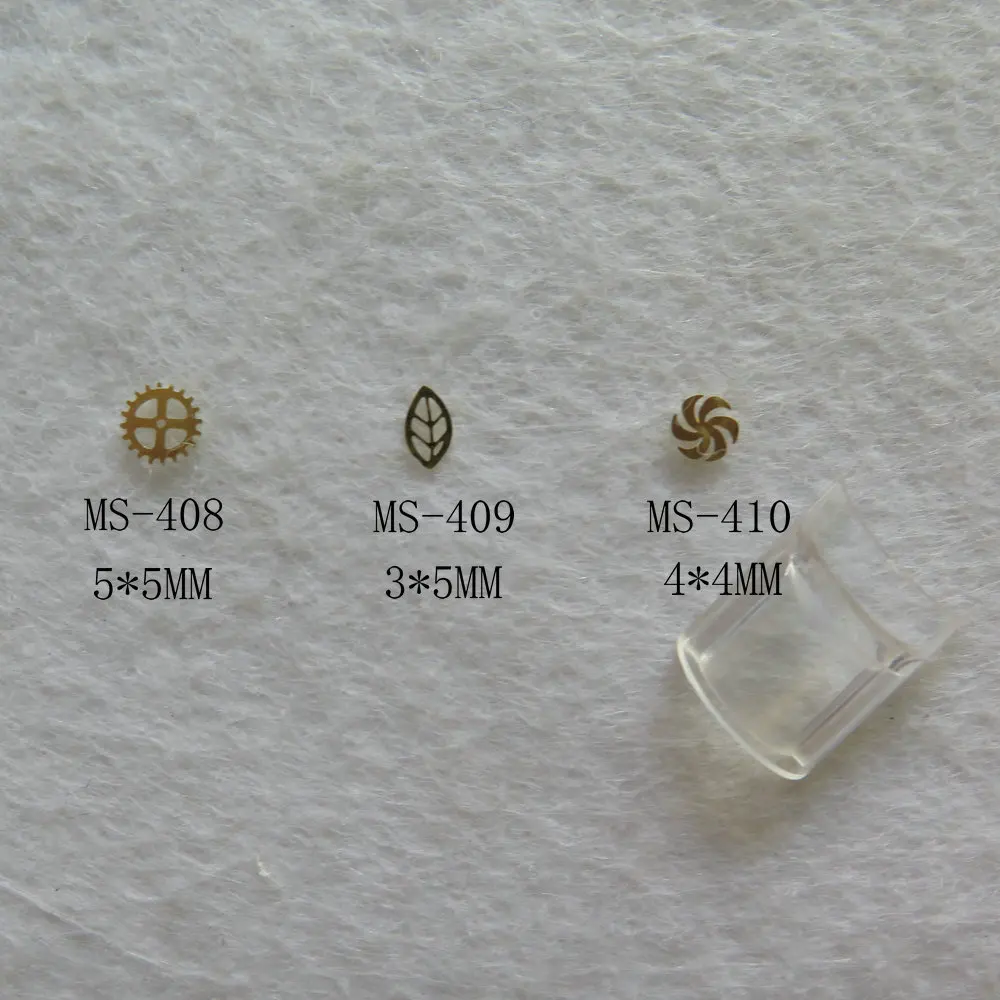 MS408-410 100pcs Gold Cute Hard Metal Sticker Gear Leaf Swirl Non-adhesive Nail Art Decoration | Красота и здоровье