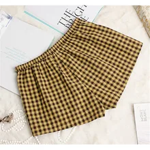 Новое поступление женские желтые клетчатые штаны для сна хлопок милые элегантные летние шорты цвет Высокое качество для женщин