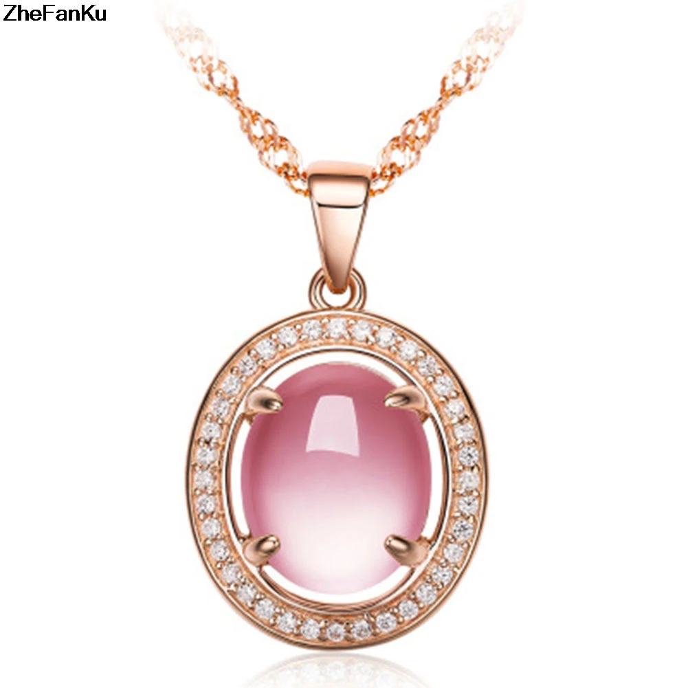 Elegant Fashion Bridal Jewelry High Quality Rose Gold Pink Crystal Opal