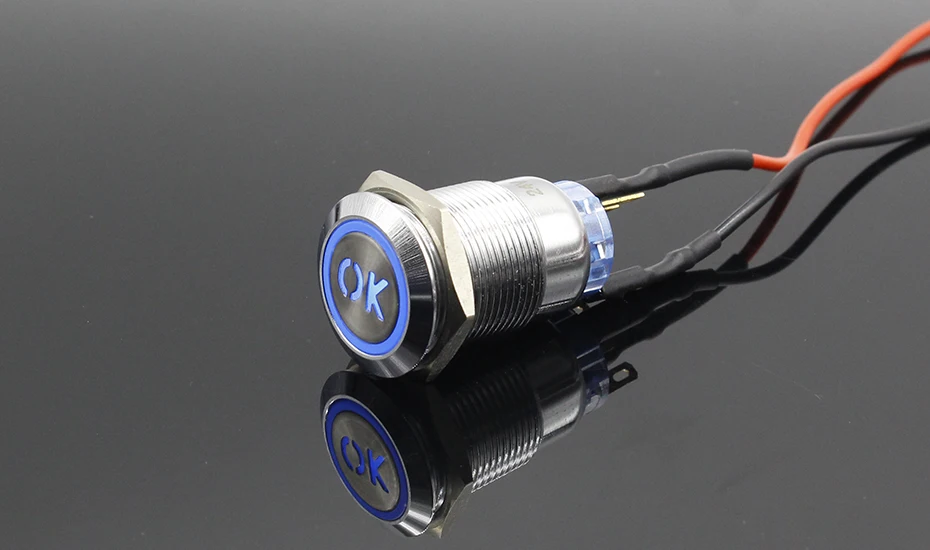 19 мм Высокое качество металла мощность L Тип Латунь кнопочный переключатель плоский круглый освещение Мгновенный/Блокировка 1NO 1NC