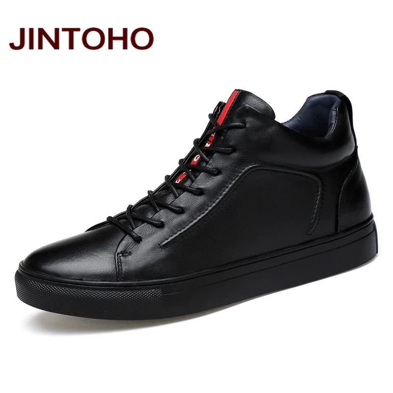 

JINTOHO 2018 Casual Leather Boots Genuine Leather Men Shoes Fashion Male Shoes Winter Ankle Boots Male Boots Winter Men Shoes