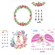 Младенцы Новорожденные ежемесячный рост фотографии одеяло s Baby Milestone Фиолетовый Крылья одеяло реквизит для фона