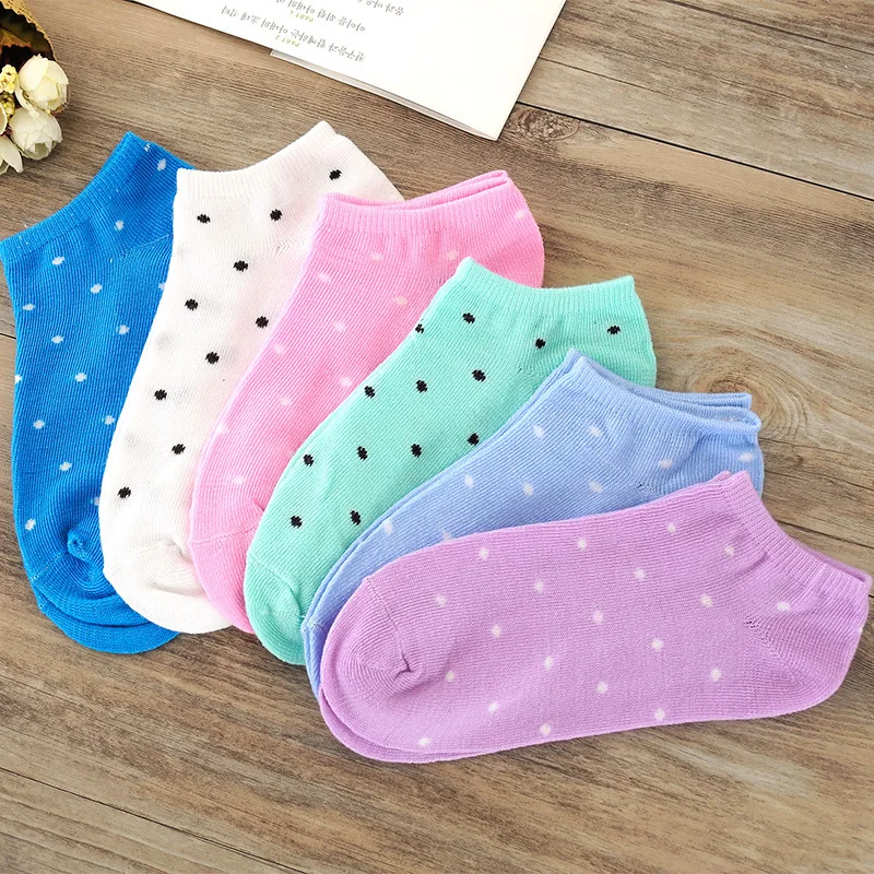 20Pcs=10Pairs/Lot Women's Fresh Cute Polka Dot Socks Summer Style Candy