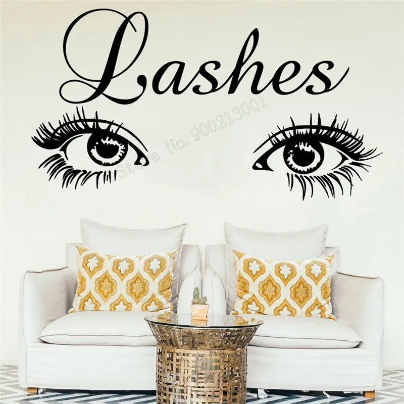 

Art Wall Sticker Lashes Salon Eyelashes Decor Vinyl Removeable Beauty Salon Decoration Make up Extensions Eyebrows Decal LY265