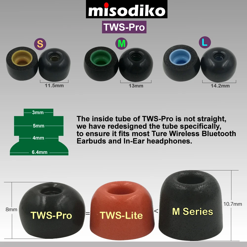 Misodiko TWS-Pro вкладыши из пены с эффектом памяти для туров беспроводные наушники-Bragi Dash Pro Наушники/samsung gear IconX, Galaxy Buds