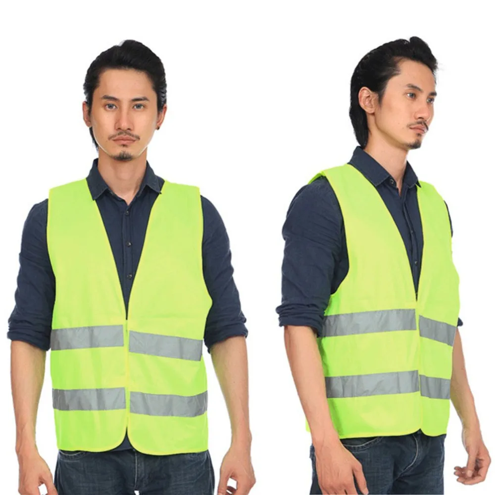 

High Visibility Yellow Vest Reflective Safety Workwear for Night Running Cycling Man Night Warning Working Clothes Fluorescent