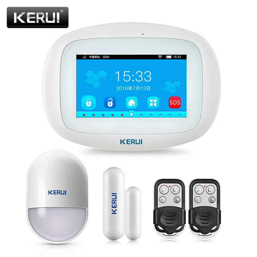 US $90.00 KERUI Newest Model K5 Wireless WiFi GSM Home Security Burglar Alarm System Kits 43 Inch TFT Color Touch Screen APP Controle