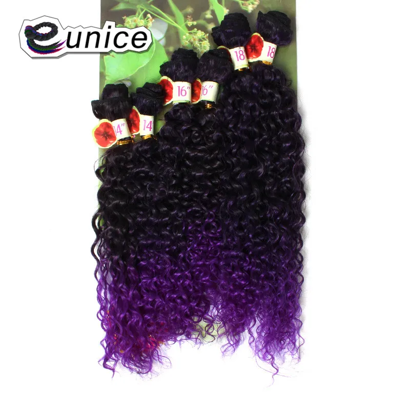 14-18inch Jerry Curly Synthetic hair Weave Ombre Color Sew in weaving (60)