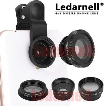 

4 in 1 Universal 2X Telescope+ Wide Angle + Marco + Fisheye Fish Eye Lens for Cellphones Mobile telescope