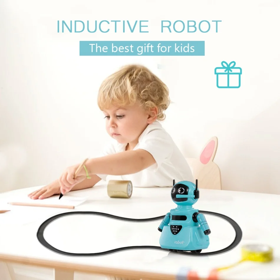 

Intelligent Robot for Kids Smart Toy Pen Draw Lines Optional Sensor Rail LED Light Mini Size and Cute Appearance Gift for Kids