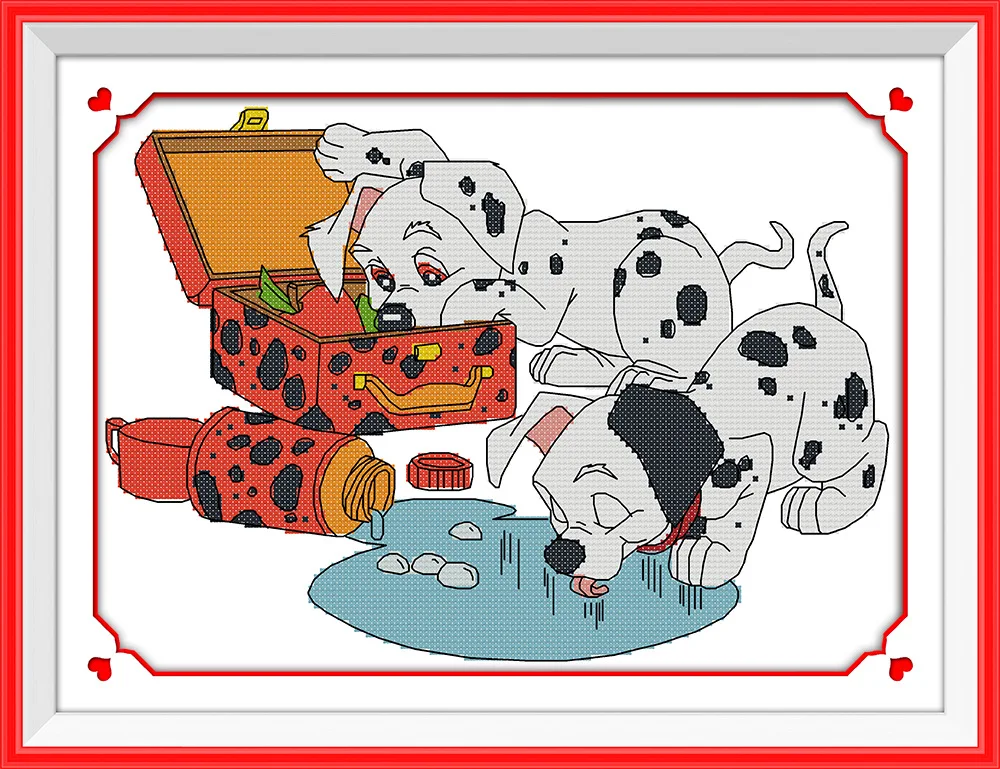 

Two Dalmatians Canvas DMC Counted Cross Stitch Kits printed Cross-stitch set Embroidery Needlework