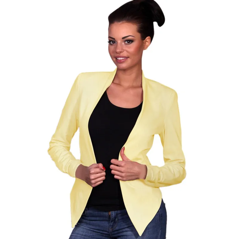 Новый для женщин Блейзер Пальто Мода повседневное куртка с длинным рукавом 3 цвета костюм дамы OL пиджаки для