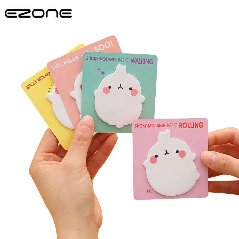 

EZONE 4Pcs/Set Kawaii Rabbit Memo Pad Sticky Notes Sticker Self-Adhesive Label Cute Planner Papelaria School Office Supplies