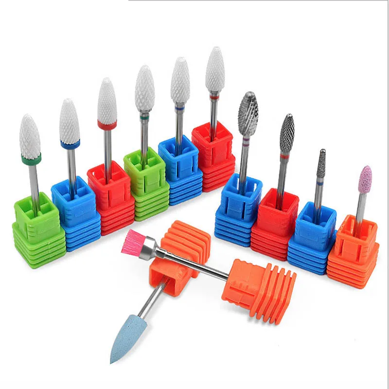 

12 Types Ceramic Electric Nail Drill Accessories quartz Nail Drill Bit tungsten steel Milling Cutter Manicure Machine Tool A