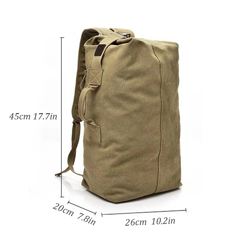  2019 Multi-purpose Military Canvas Backpack Solid Color Men Weekend Sports Travel Duffle Bags Outdo