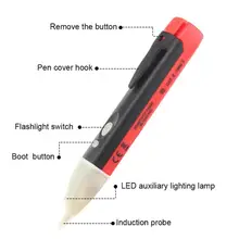 Soket duvar AC güç çıkışı gerilim dedektörü sensörü Test cihazı elektrik Test kalemi çift düğmeler LED ışık gerilim göstergesi 90-1000V