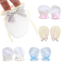 Регулируемые 1 пара унисекс ледяной шелк мягкие модные милые детские анти царапины перчатки защита лица Новорожденные детские перчатки одежда