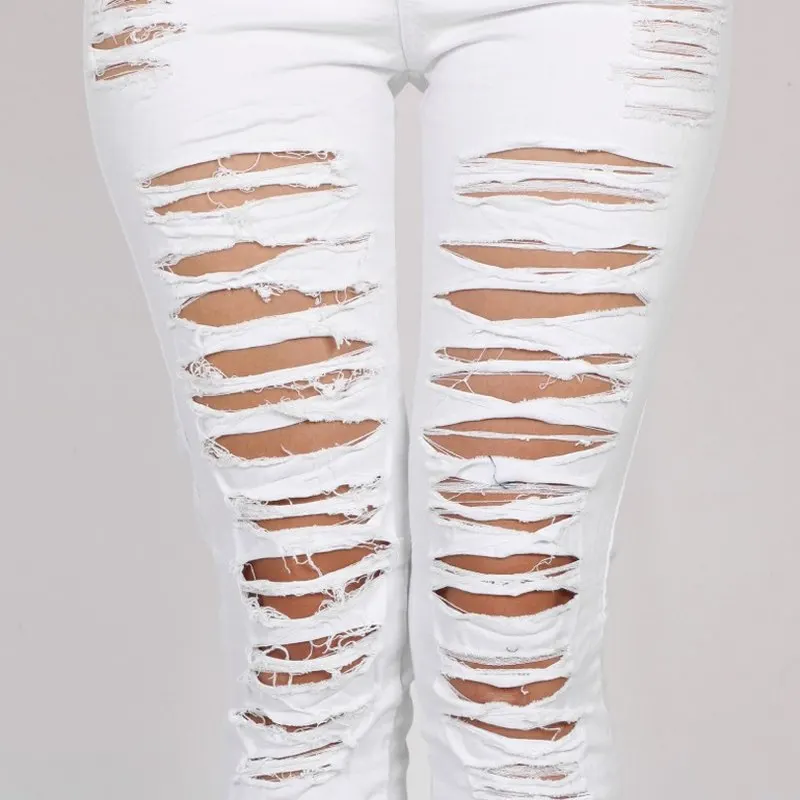 CALOFE модные повседневные женские винтажные облегающие джинсы с высокой талией, Узкие рваные джинсы-карандаш с дырками, женские брюки, сексуальные брюки