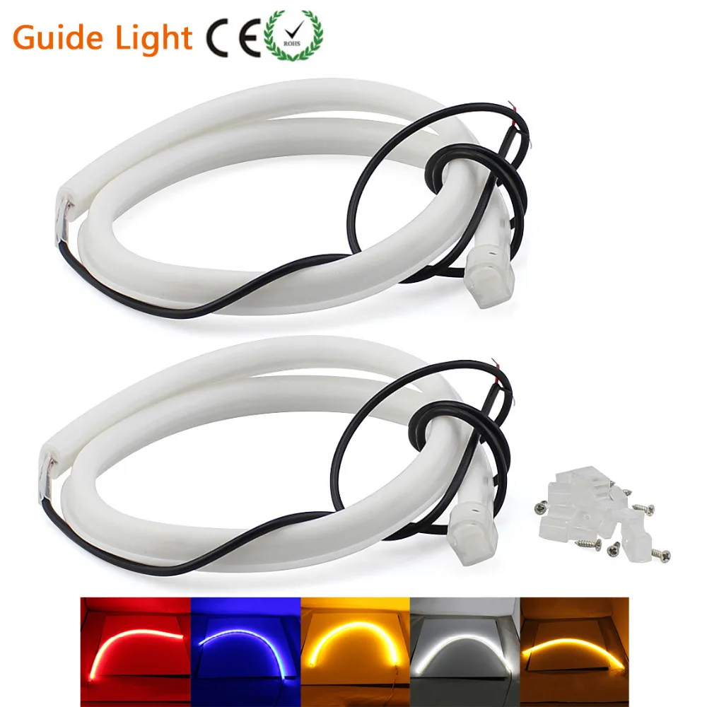 

Flexible LED Tube Daytime Running Light 12V DC DRL White Blue Red Yellow Color 60cm 2pcs/lot