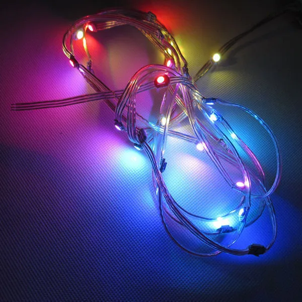 New Holiday Light 50leds Pre-soldered WS2812B LED Heatsink DC5V 5050 RGB WS2811 IC Built-in& 12cm Wire LED string lighting