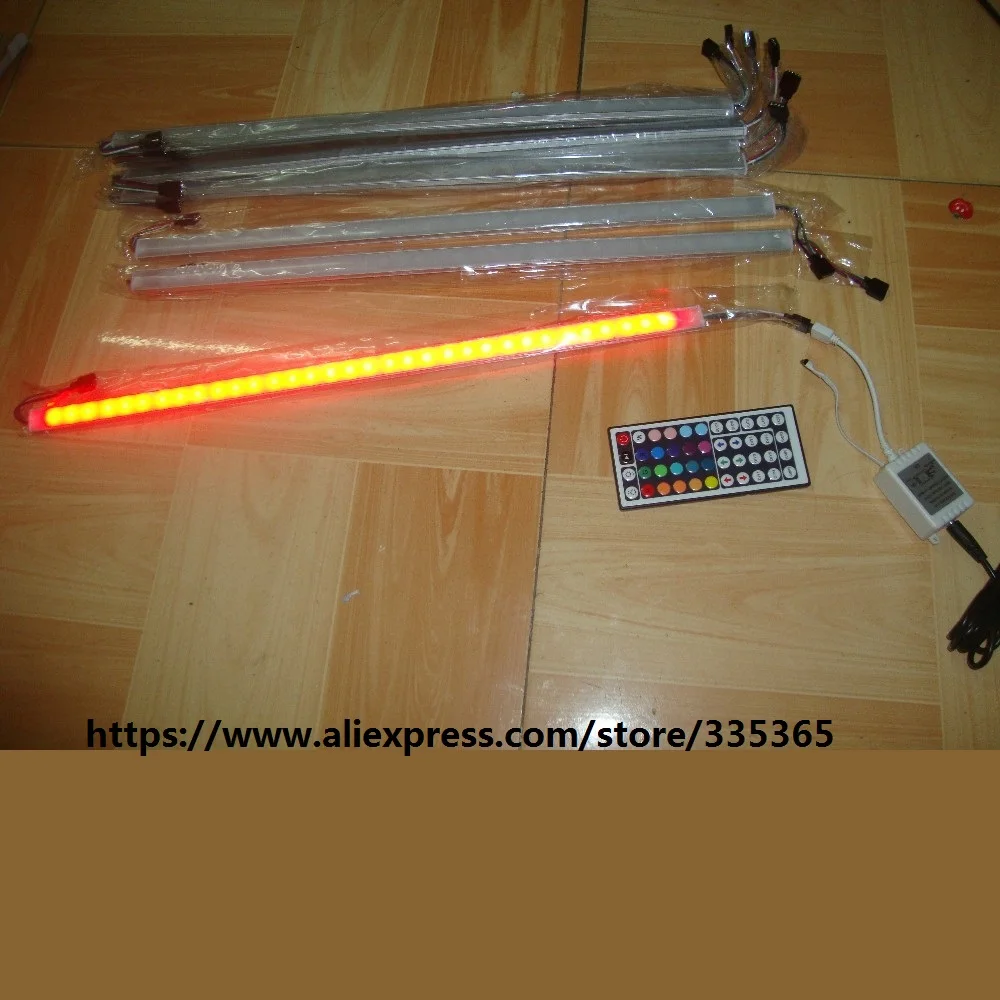 

8pcs X 50cm length waterproof IP44 remote control regid RGB SMD5050 60led/m led aluminum strip bar lamp 5w for sauna room light