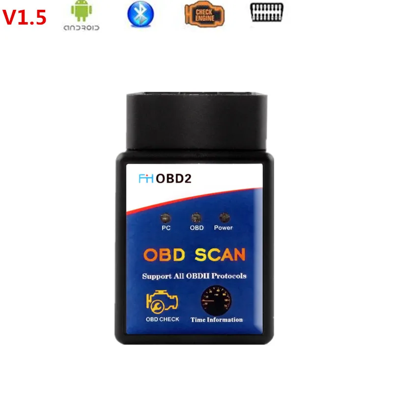 Cheap Super Quality MINI ELM327 Bluetooth V1.5 ELM 327 V1.5 OBD2 OBDII Car Diagnostic Tool For Android Torque Car-Detector