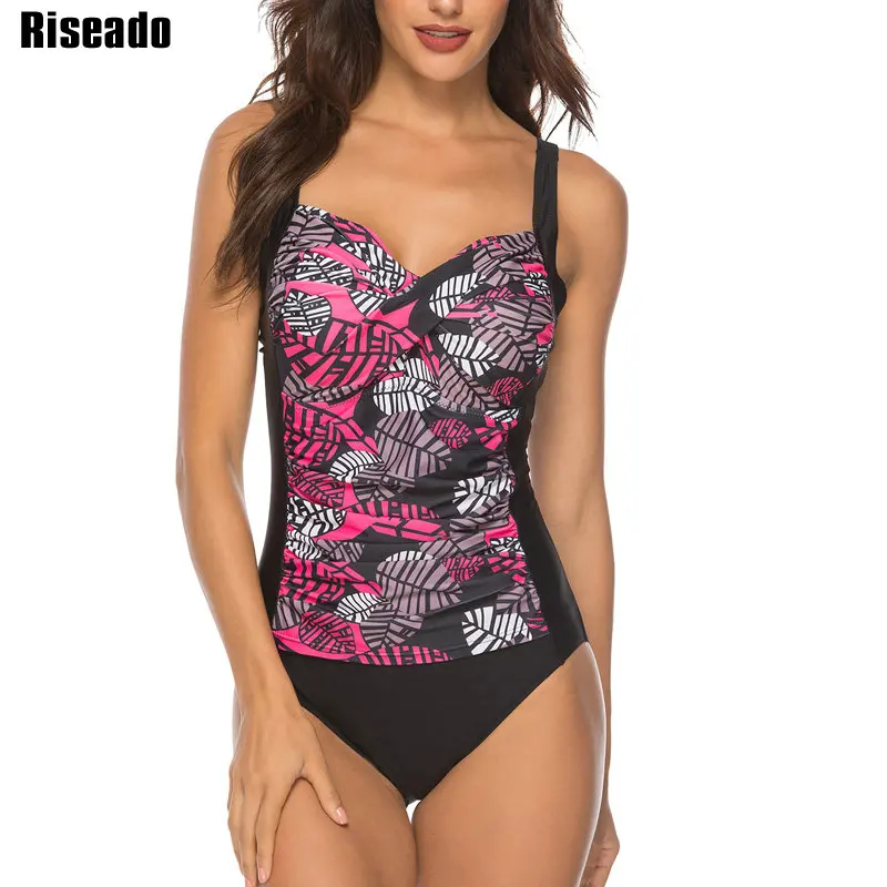 

Riseado 2019 One Piece Swimsuit New Sexy Push Up Swimwear Women Patchwork Print Bathing Suit Women Strap Summer Beachwear