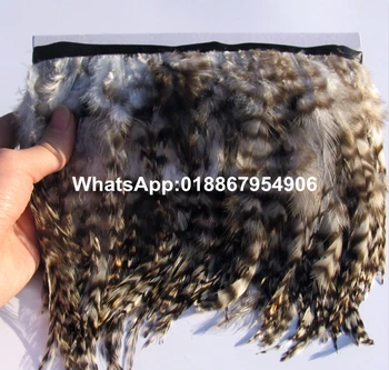 

10yards beautiful pheasant feathers trims/fringes 8-13cm Natural chicken neck Feather on satin ribbons