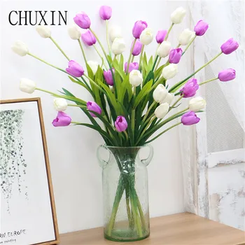 

Artificial silk Flower Single Branch 5 head Tulip Creative Home Decoration Wedding Scene Layout Fake Flower T-Stage Guide lead