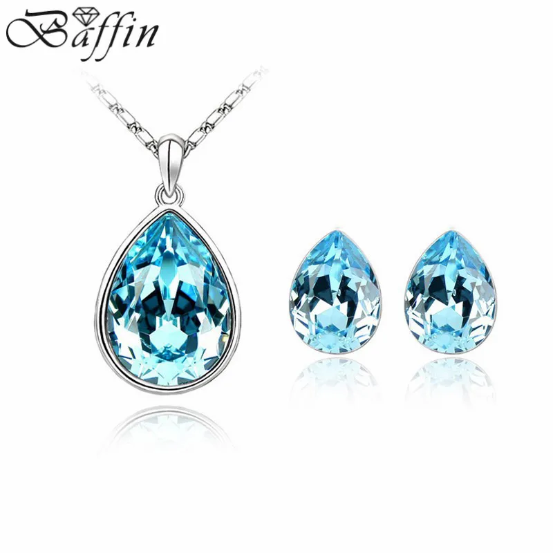 

2016 Mother's Day Gift Crystal Waterdrop Necklace Piercing Earrings Jewelry Sets Made With SWAROVSKI ELEMENTS