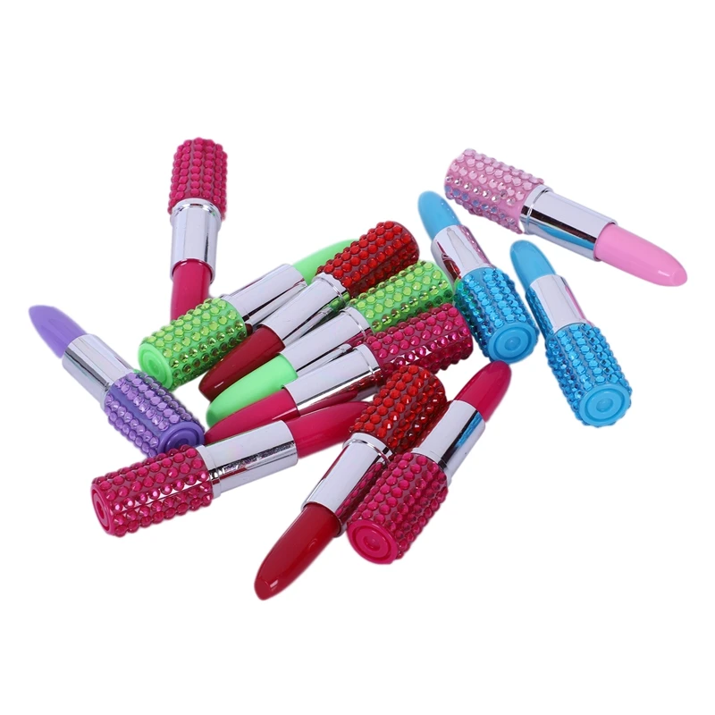 

Stationery Rhinestone Lipstick Ballpoint Pens Random Color,12 PCS